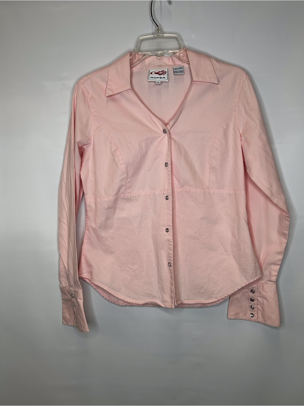Roper Light Pink Snap Long Sleeve Shirt